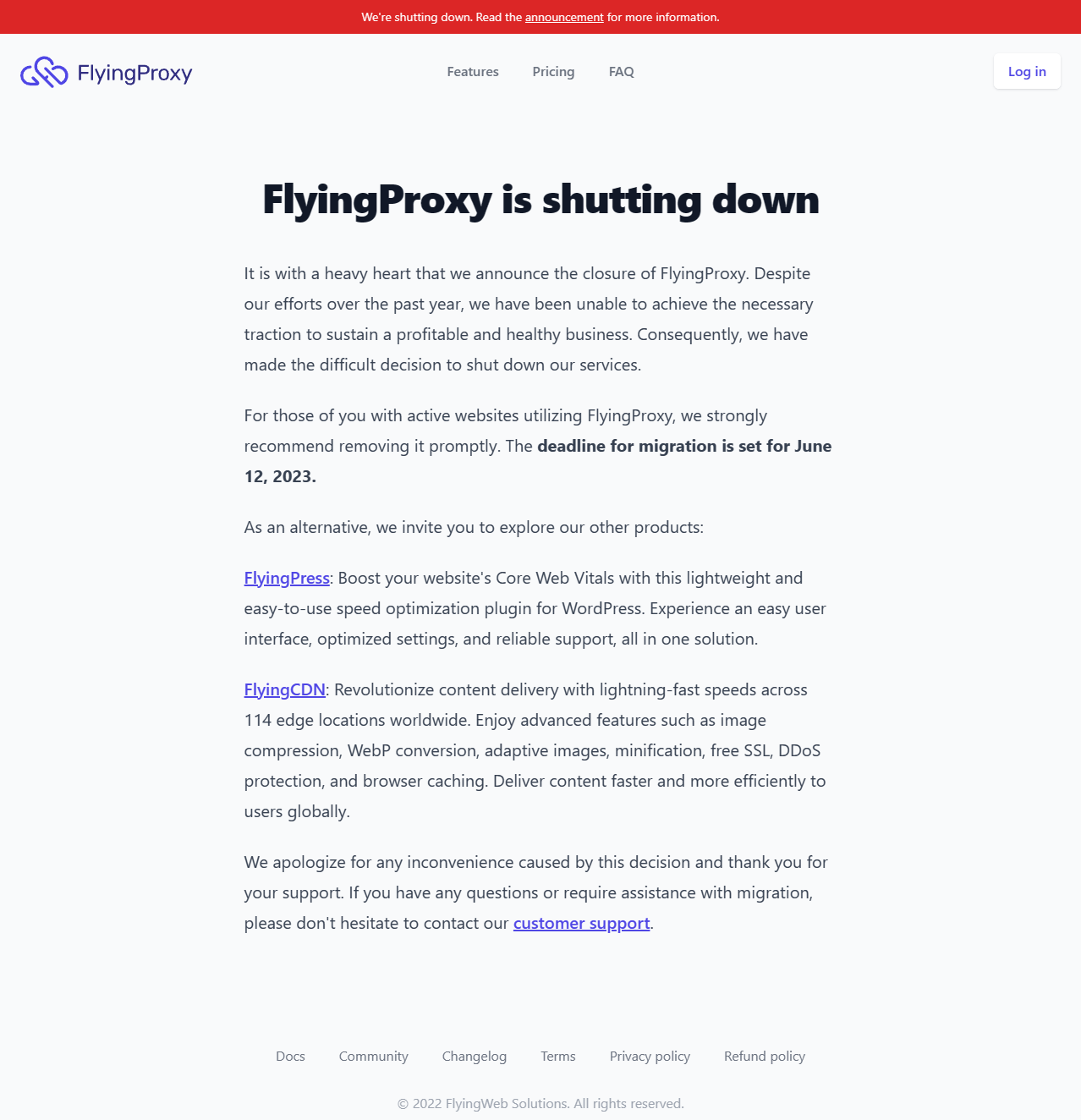 FlyingProxy is shutting down